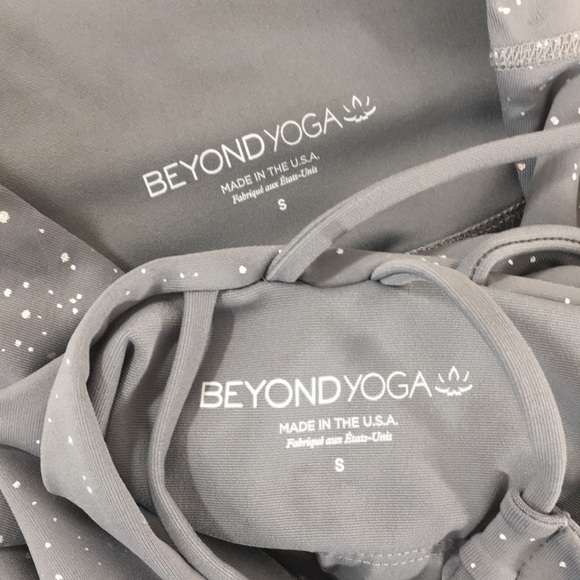 Beyond Yoga Gray Paint Splatter Leggings Tank Top Set Womens Small Gym Workout - Picture 15 of 16